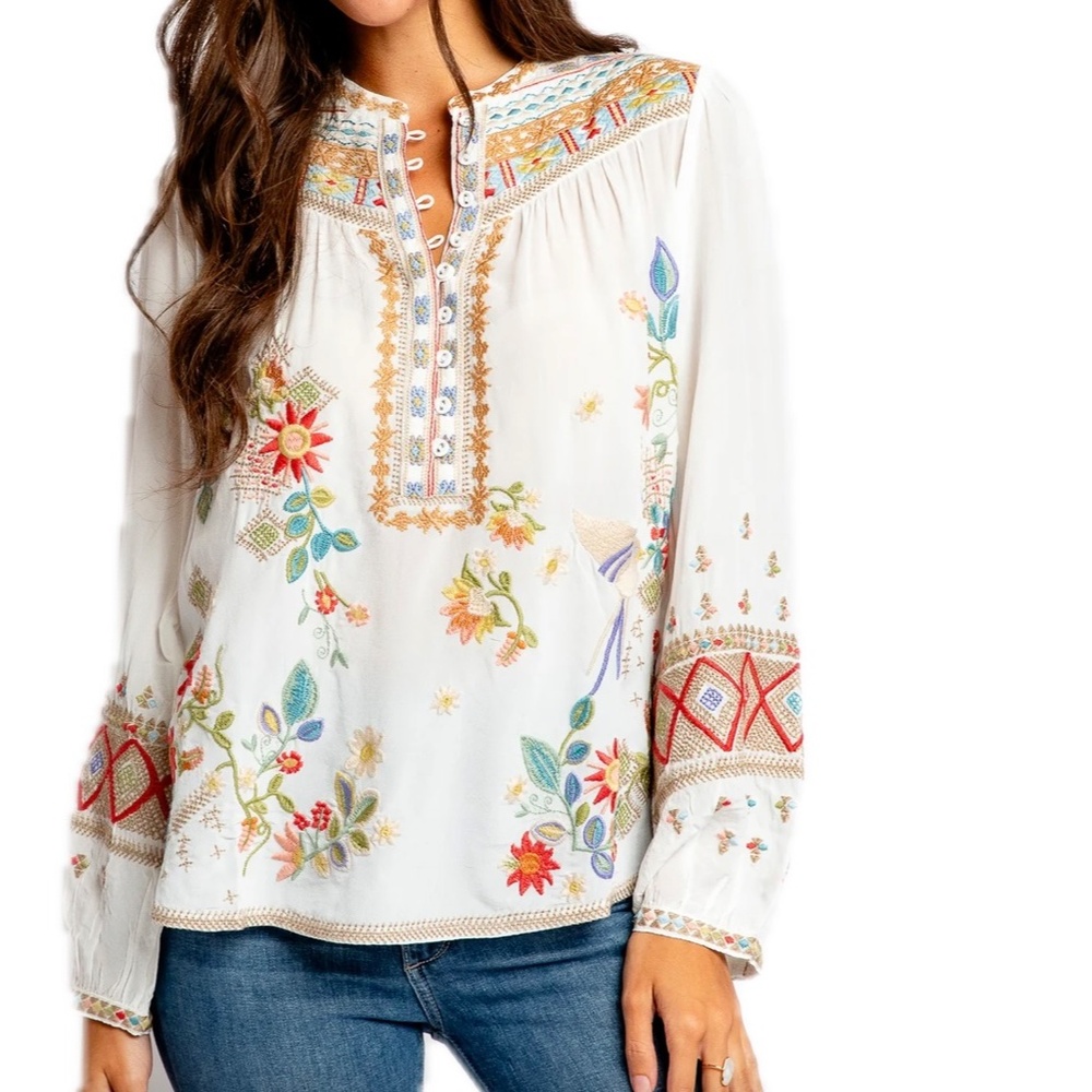 Johnny Was Forest Fern Blouse size Medium NWT